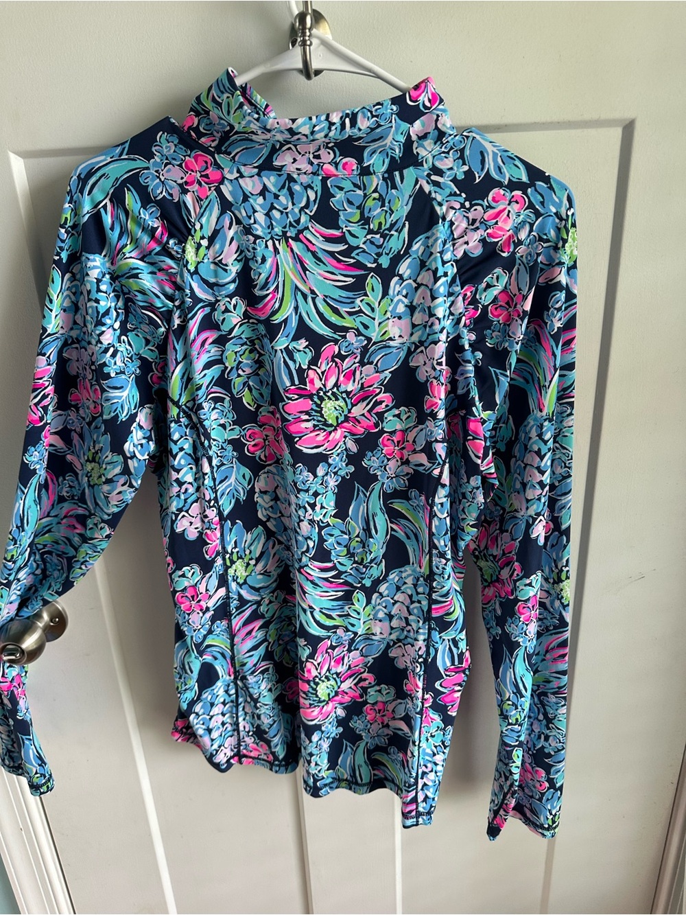 Lilly Pulitzer Blue Pink Multicolor Printed Top - Picture 3 of 7